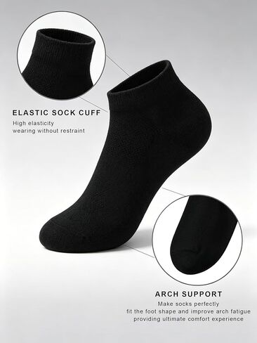 Men 6 Pairs 12 Pcs Socks Black White Grey, Cotton Blend Cushioned Crew Socks for Athletic Running Daily Wear, Breathable in Saudi Arabia