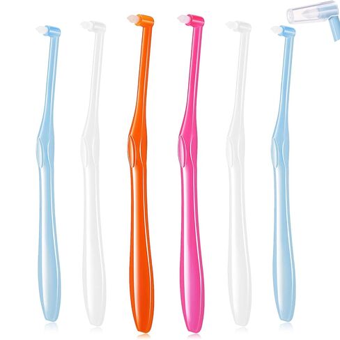 Patelai 6 Pieces End Tuft Toothbrush Single Tufted Toothbrush Soft Interdental Brushes Tooth Stain Remover for Implants Teeth Detail Cleaning Tooth Stain (Bright Colors) in Saudi Arabia
