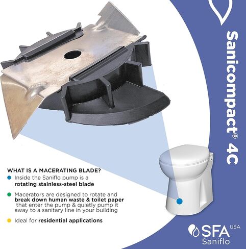 SFA SANIFLO - Sanicompact - 4C Dual-Flush Macerating Toilet - Space-Saving Half Bathroom Solution - Soft-close Toilet Seat Included - Certified CSA (IPC, NSPC) - Made In France in Kuwait