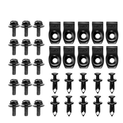 35 PCS Car Engine Under Cover Splash Shield Guard Body Bolts, Universal Extruded U-Nuts Kit, Fender Liner Push Retainer Fastener Rivet Clips in Saudi Arabia
