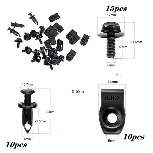 35 PCS Car Engine Under Cover Splash Shield Guard Body Bolts, Universal Extruded U-Nuts Kit, Fender Liner Push Retainer Fastener Rivet Clips in Saudi Arabia