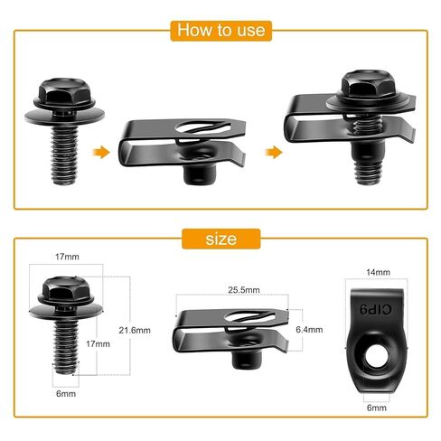 35 PCS Car Engine Under Cover Splash Shield Guard Body Bolts, Universal Extruded U-Nuts Kit, Fender Liner Push Retainer Fastener Rivet Clips in Saudi Arabia