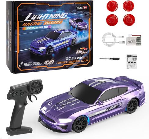 1:43 Scale Mini RC Drift Car, 2.4GHz 4WD Desktop RC Drift Car, 15KM/h Handheld Racing Mini Vehicle with LED Lights, Speed Switching Racing Sport Toy for Adults Teens (Blue) in Saudi Arabia