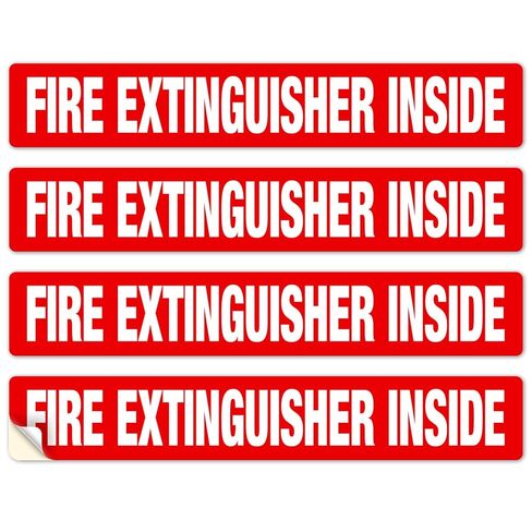Fire Extinguisher Inside Sign, 4 Pack, 12x2 Inches, Self-Adhesive Vinyl Floor Decals, Laminated for UV, Weather, Scratch and Fade Resistance, Ideal for Cars, Trucks, Trailers, RVs and Vehicles, 4 Mil Vinyl in Saudi Arabia