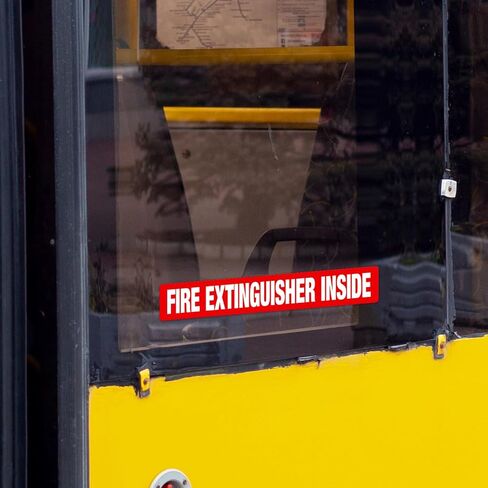 Fire Extinguisher Inside Sign, 4 Pack, 12x2 Inches, Self-Adhesive Vinyl Floor Decals, Laminated for UV, Weather, Scratch and Fade Resistance, Ideal for Cars, Trucks, Trailers, RVs and Vehicles, 4 Mil Vinyl in Saudi Arabia