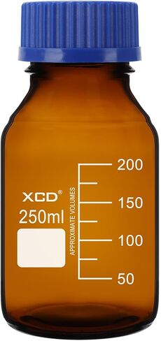 XCD 500ml Amber Glass Reagent Bottle with GL45 Cap – UV Protection & Airtight Seal, Graduated Brown Lab Bottle for Light-Sensitive Liquids in Saudi Arabia