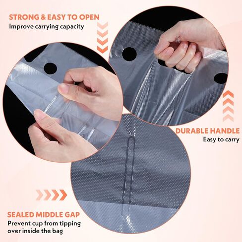 500 Pack 2 Cup Carriers for Drinks, Drink Carrier with Handle, Plastic Drink Bags for Coffee, Juice, Soda (12.2" L x 10.63" H) - PE Material Double Compartment Cup Holders for Drinks in Saudi Arabia