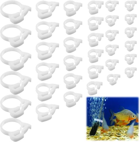 Pangda 36 Pcs 6 Size Aquarium Nylon Hose Clamps Set 6.1-27.2 mm White Plastic Snap Ratcheting Hose Clamps Assortment Kit for Standard Aquarium Heater Tubing Fish Tank Plant in Saudi Arabia