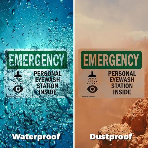 (2 Pack) Personal Eyewash Station Inside With Symbol OSHA Emergency Sign 5 Inch X 3.5 Inch Vinyl Label Decal Sticker Weather Resistant, UV Protected for Workplace, Construction Site, Made in the USA in Saudi Arabia