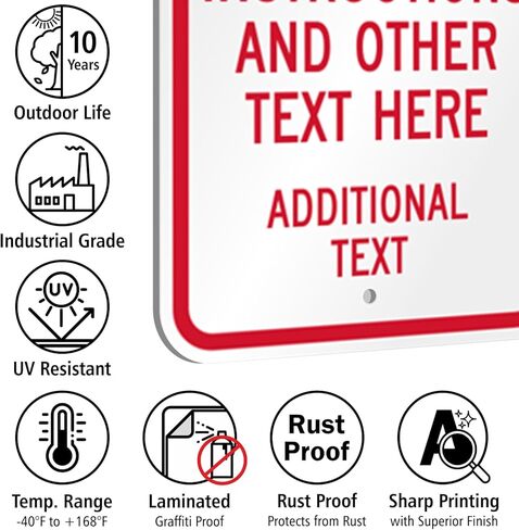 SmartSign Custom Attention Sign - 12" x 18", Vertical Custom Metal Sign, Add Your Instructions and Text, 63 mil Thick Aluminum Metal, 3M Laminated EG Reflective, Red and White, Made in USA in Saudi Arabia