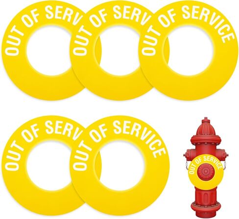 Amyhill Yellow 5 Pcs Out of Service Fire Hydrant Ring, PVC, White Label Text for 2.5" and 4.5" Fire Hydrant Port Emergency in Saudi Arabia