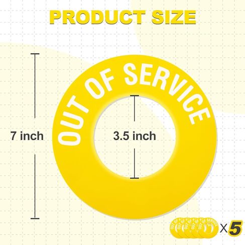 Amyhill Yellow 5 Pcs Out of Service Fire Hydrant Ring, PVC, White Label Text for 2.5" and 4.5" Fire Hydrant Port Emergency in Saudi Arabia