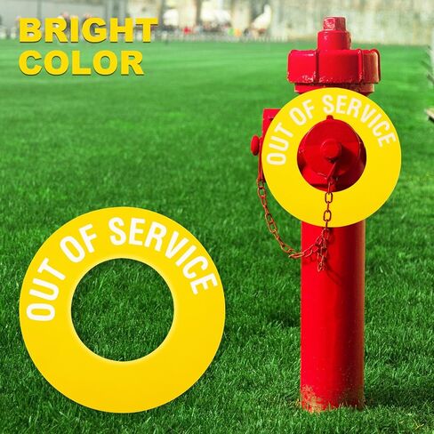 Amyhill Yellow 5 Pcs Out of Service Fire Hydrant Ring, PVC, White Label Text for 2.5" and 4.5" Fire Hydrant Port Emergency in Saudi Arabia