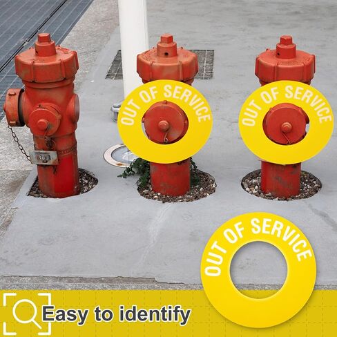 Amyhill Yellow 5 Pcs Out of Service Fire Hydrant Ring, PVC, White Label Text for 2.5" and 4.5" Fire Hydrant Port Emergency in Saudi Arabia