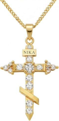 18K Gold Plated Orthodox Cross Necklace for Women, IC XC NIKA/INRI Symbol Eastern Russian Orthodox S925 Sterling Silver, Religious Christian Byzantine Jewelry for Baptism Gift, 18-20" in Saudi Arabia