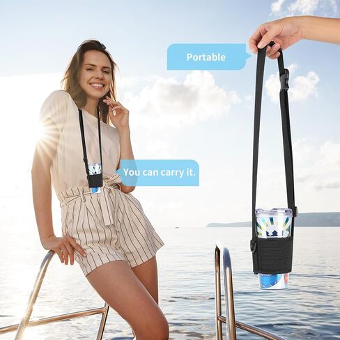 لـ Royal Caribbean Cruise Essentials 2025 - حمالة أكواب مشروبات قابلة للتعديل مع جيب وحلقة تسلق - حامل أكواب الصودا القابل لإعادة التعبئة من النيوبرين بدون استخدام اليدين (1) in Kuwait