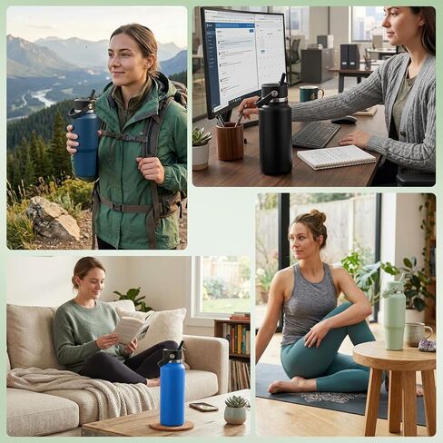 شفاطة زجاجة مياه متوافقة مع كوب السفر Hydroflask سعة 40 أونصة، و6 ماصات وفرشتين، وتقليم لتناسب استبدال المصاصة بوزن 40 أونصة in Kuwait