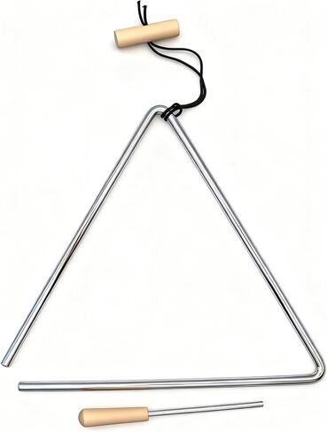 TDOCK 10 Inch Triangle Musical Instrument, Steel Music Percussion Triangles with Wooden Handle and Beater in Kuwait