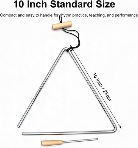 TDOCK 10 Inch Triangle Musical Instrument, Steel Music Percussion Triangles with Wooden Handle and Beater in Kuwait