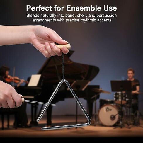 TDOCK 10 Inch Triangle Musical Instrument, Steel Music Percussion Triangles with Wooden Handle and Beater in Kuwait