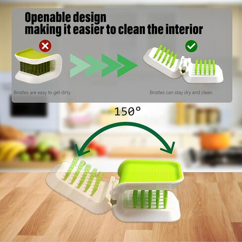 4Pcs Openable BladeBrush Knife and Cutlery Cleaner Brush（2 Brush and 2 Wall Hook）, Silverware Scrubber, Bristle Scrub for Kitchen Washing, Non-Slip, U-Design,Green,Retractable (KCCB-O) in Saudi Arabia