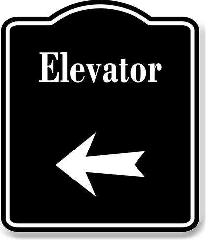 Elevator_Left_Arrow_BLACK Aluminum Composite Sign, 8.5"x10" in Saudi Arabia
