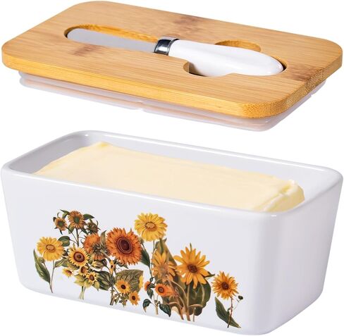 Mushroom Butter Dish with Lid,Large Butter Crock Keeper Saver,Ceramic Butter Container for Countertop with Highly Sealed Silicone Thick Wooden Lid for Kitchen Farmhouse Decor (Mint Green, Mushroom) in Saudi Arabia