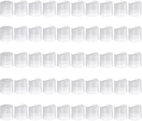 uxcell 50pcs PP Plastic Disc Top Caps, 28/410 Replacement Press Caps Durable Dispensing Lids for Squeeze Bottles, Refillable Bottles, Plastic, Empty, Shampoo, Clear in Saudi Arabia