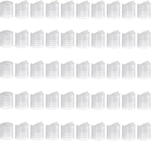 uxcell 50pcs PP Plastic Disc Top Caps, 28/410 Replacement Press Caps Durable Dispensing Lids for Squeeze Bottles, Refillable Bottles, Plastic, Empty, Shampoo, Clear in Saudi Arabia