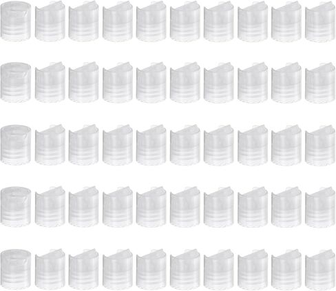 uxcell 50pcs PP Plastic Disc Top Caps, 28/410 Replacement Press Caps Durable Dispensing Lids for Squeeze Bottles, Refillable Bottles, Plastic, Empty, Shampoo, Clear in Saudi Arabia