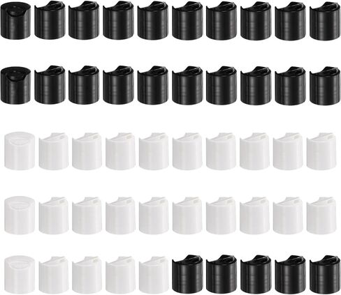 uxcell 50pcs PP Plastic Disc Top Caps, 28/410 Replacement Press Caps Durable Dispensing Lids for Squeeze Bottles, Refillable Bottles, Plastic, Empty, Shampoo, Clear in Saudi Arabia