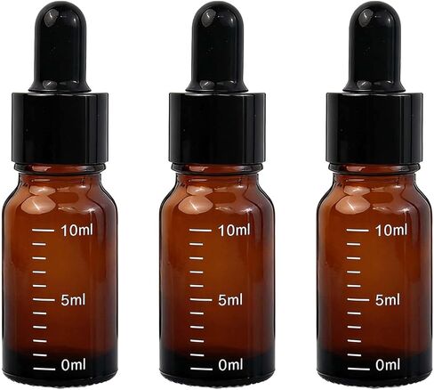 10ml Amber Dropper Bottles - 3 Pack Graduated Refillable Glass Bottles with Pipette Dropper for Essential Oils, Cosmetics in Saudi Arabia