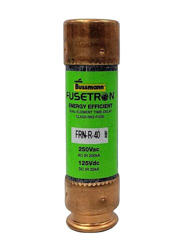 Bussmann FRN-R-40, 40 Amp (40A) 250V Fusetron Dual Element Time-Delay Current Limiting Class RK5 Fuse, UL Listed in Saudi Arabia