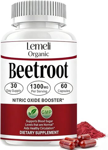 Beetroot, Beet Root Capsules, Organic Beet Root Powder, 1300mg Beet Root Powder, 60 Capsules, 30-Day Supply (60 Count (Pack of 1)) in Saudi Arabia