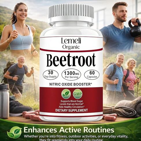 Beetroot, Beet Root Capsules, Organic Beet Root Powder, 1300mg Beet Root Powder, 60 Capsules, 30-Day Supply (60 Count (Pack of 1)) in Saudi Arabia