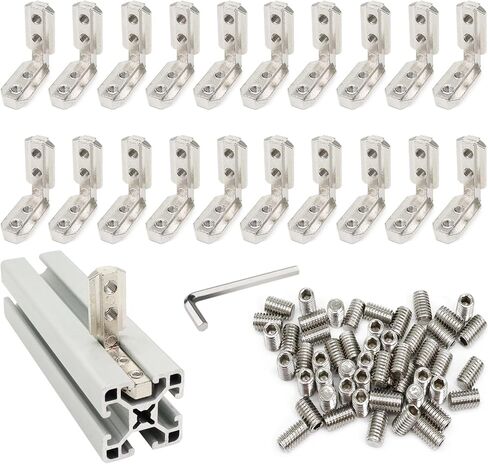 20 Sets 40 Series Aluminum Extrusion Profile T Slot Internal Corner Bracket 4040 Right Angle Connector with 4 Hole M6 Screw for 40/40 4080 Extruded Aluminum Hardware in Saudi Arabia