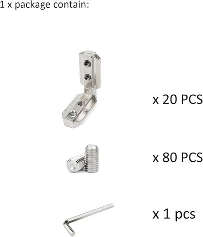 20 Sets 40 Series Aluminum Extrusion Profile T Slot Internal Corner Bracket 4040 Right Angle Connector with 4 Hole M6 Screw for 40/40 4080 Extruded Aluminum Hardware in Saudi Arabia