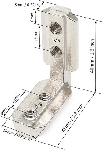 20 Sets 40 Series Aluminum Extrusion Profile T Slot Internal Corner Bracket 4040 Right Angle Connector with 4 Hole M6 Screw for 40/40 4080 Extruded Aluminum Hardware in Saudi Arabia