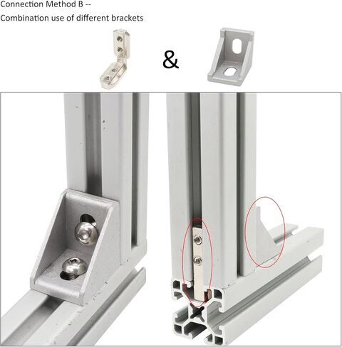 20 Sets 40 Series Aluminum Extrusion Profile T Slot Internal Corner Bracket 4040 Right Angle Connector with 4 Hole M6 Screw for 40/40 4080 Extruded Aluminum Hardware in Saudi Arabia