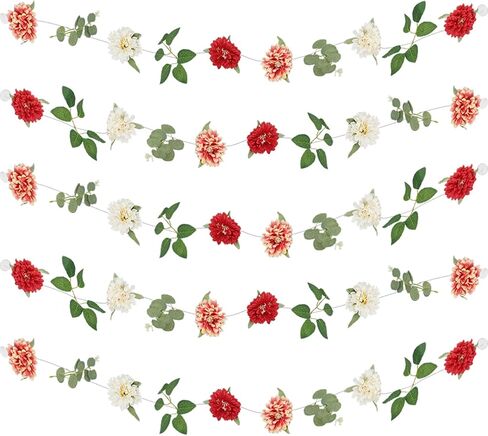 5 Pcs Flower Garland for Backdrop Artificial Hanging Wildflower Garland Floral Vines 29.5 ft Faux Silk Flowers Vines Decorations for Home Garden Spring Summer Wedding Party Arch Wall Fall Decor in Saudi Arabia