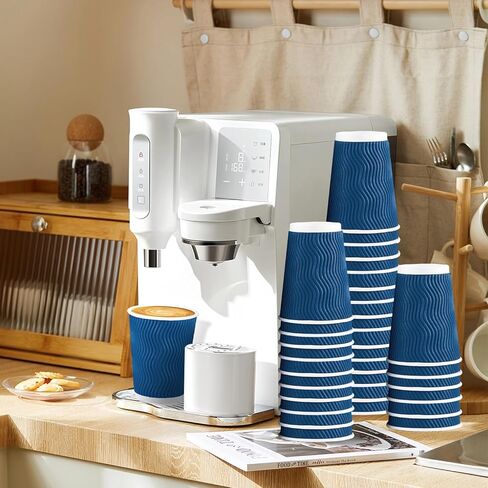 Lamosi 12 OZ Disposable Coffee Cups with Lids 50 Pack, Hot Paper Insulated Corrugated Ripple Wall Cup for To Go Drinks and Beverages in Saudi Arabia