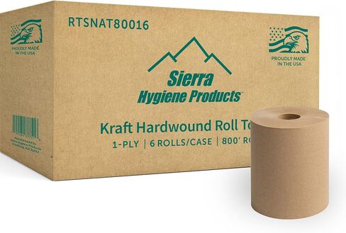 Sierra Hygiene Natural (Kraft) 1-Ply 8" Hardwound Paper Towel, 800’ Roll – 6/Case in Saudi Arabia