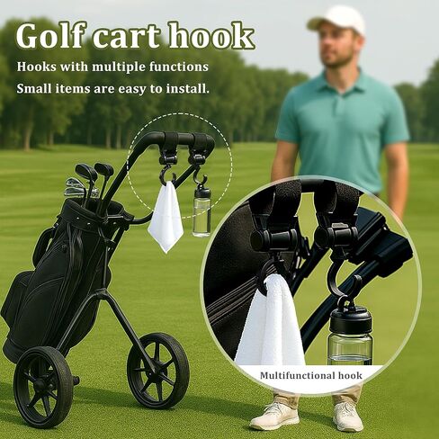 2 Pack Golf Cart Hook with Heavy Duty Adhesive Straps, 360° Rotating Hooks Adjustable Hanging Accessories for Hats, Towels, Glasses & Small Items, Universal Fit for Most Golf Carts in Saudi Arabia