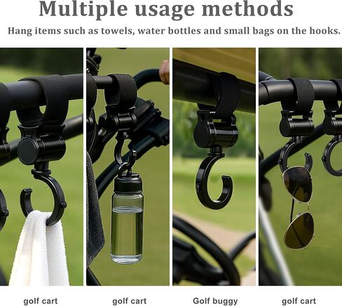 2 Pack Golf Cart Hook with Heavy Duty Adhesive Straps, 360° Rotating Hooks Adjustable Hanging Accessories for Hats, Towels, Glasses & Small Items, Universal Fit for Most Golf Carts in Saudi Arabia