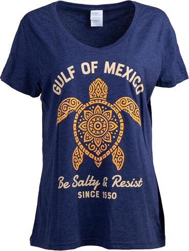 Be Salty and Resist T-Shirts for Men - FDT Gulf of Mexico Tshirt Playeras Golfo de Mexico Camiseta - (Navy,2XL) in Saudi Arabia