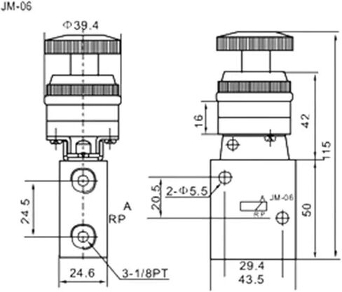 JM-06 G1/4" 2/3-way self-Locking Mushroom Button Pneumatic Mechanical Valve in Saudi Arabia