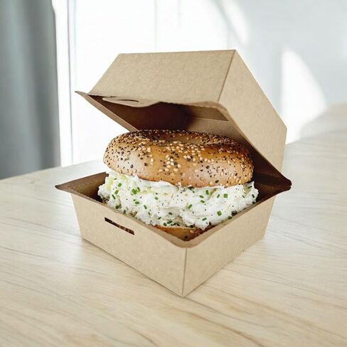 100count, burger box(4.13"x 4.13" x H3.54), Take out paper containers, K-pack korea, Kraft Paper Take Out Boxes, Clamshell Food Containers in Saudi Arabia