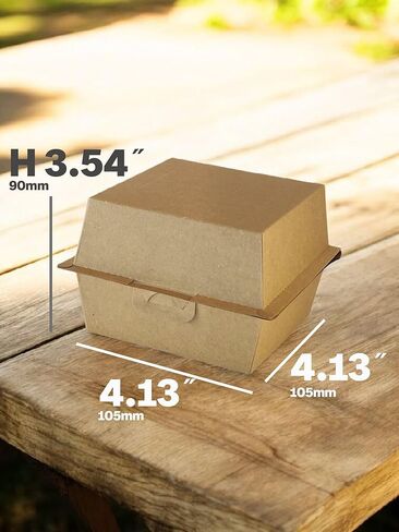 100count, burger box(4.13"x 4.13" x H3.54), Take out paper containers, K-pack korea, Kraft Paper Take Out Boxes, Clamshell Food Containers in Saudi Arabia
