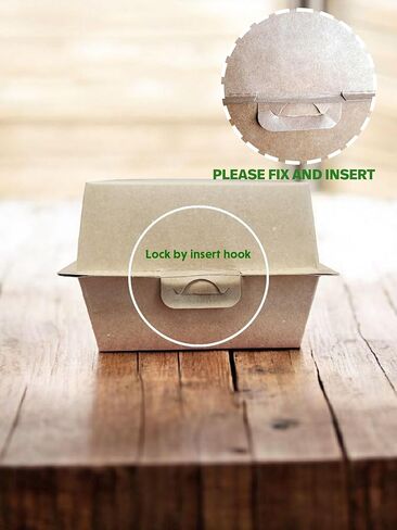 100count, burger box(4.13"x 4.13" x H3.54), Take out paper containers, K-pack korea, Kraft Paper Take Out Boxes, Clamshell Food Containers in Saudi Arabia