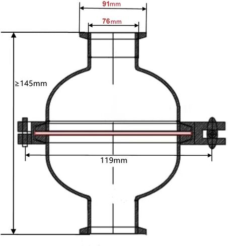 1pcs 304 SS Spherical Filter Valve - Sanitary Inline Valve for 38/76mm Pipes, Triple Clamp 1.5"-3" Sizes, Food Grade Mirror Polish(300x76mmxK91mm) in Saudi Arabia